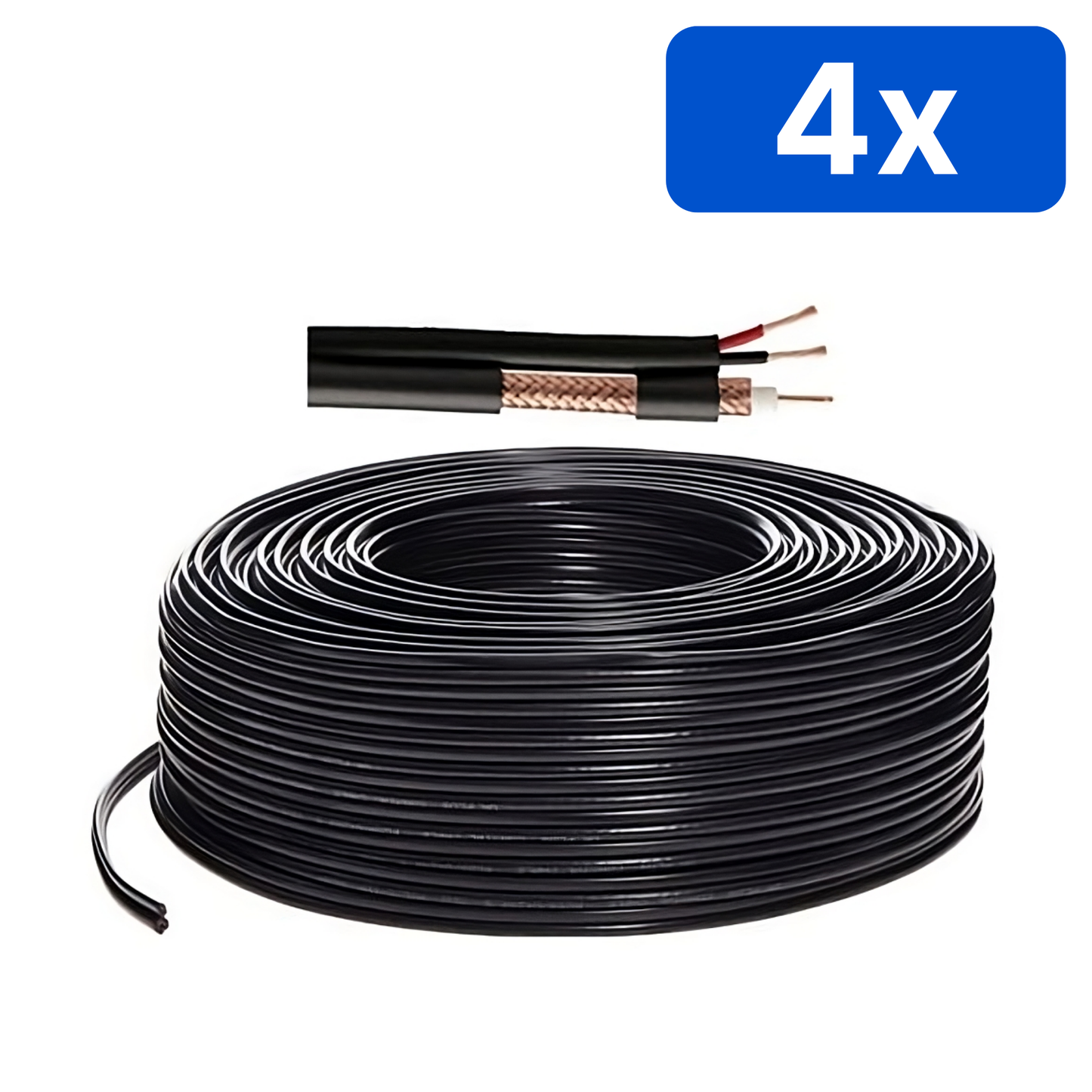 Cablu Coaxial cu Alimentare RG59 2×0.75mm, Rola 100m – Bax 4 bucăți