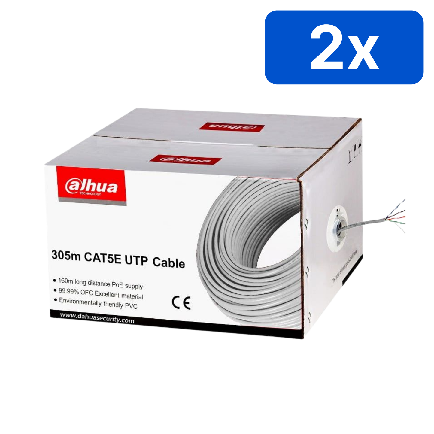 Cablu UTP Dahua PFM920I-5EUN, 100% cupru, 0.45 mm, Cat5E, rolă 305 m – Bax 2 bucăți