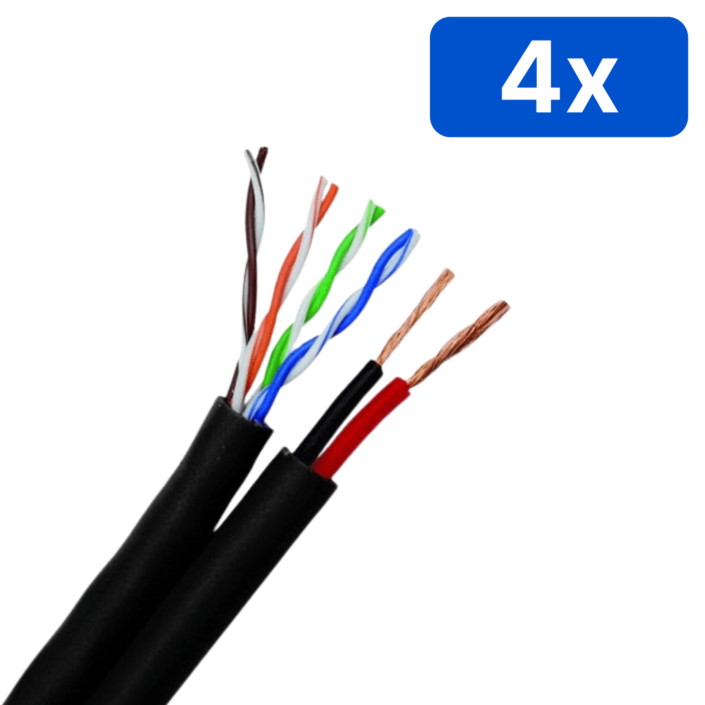 Cablu UTP Cat5E cu alimentare 2×1 mm, rolă 100 m, negru – Bax 4 bucăți