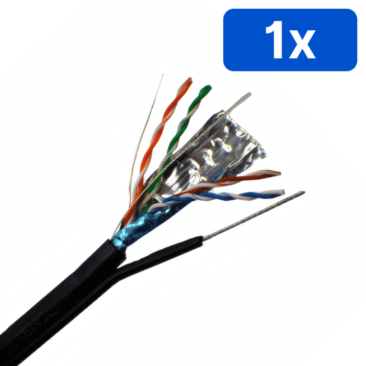Cablu CAT5 FTP cu Șufă Cupru Solid 0.5mm, Rola 305m, Folie de Aluminiu, Protecție UV – Bax 1 bucată