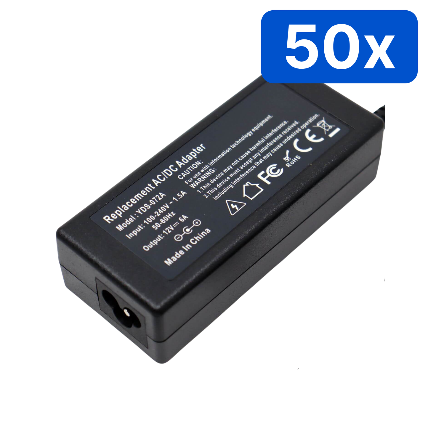 Sursa Alimentare YDS 12V 6A cu fir,carcasa plastic,mufa 5.5x2.1mm – Bax 50 bucăți