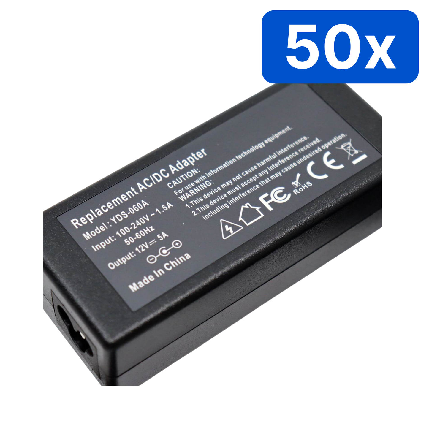 Sursa Alimentare YDS 12V 5A cu fir,carcasa plastic,mufa 5.5x2.1mm – Bax 50 bucăți