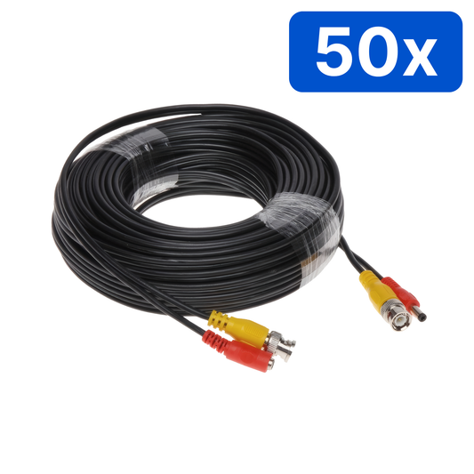 Cablu sertizat 20 m – BNC + DC, alimentare și semnal video – Bax 50 bucăți