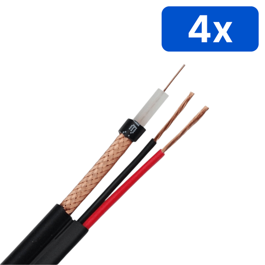 Cablu RG59 coaxial cu alimentare 2x0.75 mm rola 100 m – Bax 4 bucăți