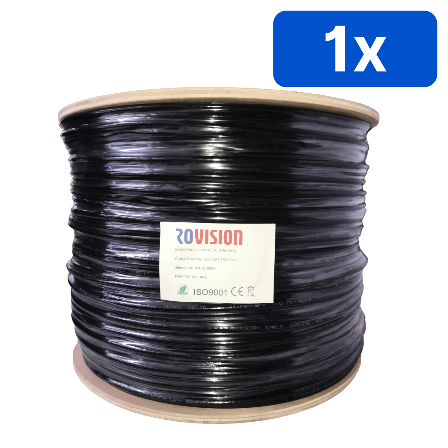 Cablu RG 59 coaxial cupru 100% cu alimentare 2x0.75 mm tambur 305 m – Bax 1 bucăți