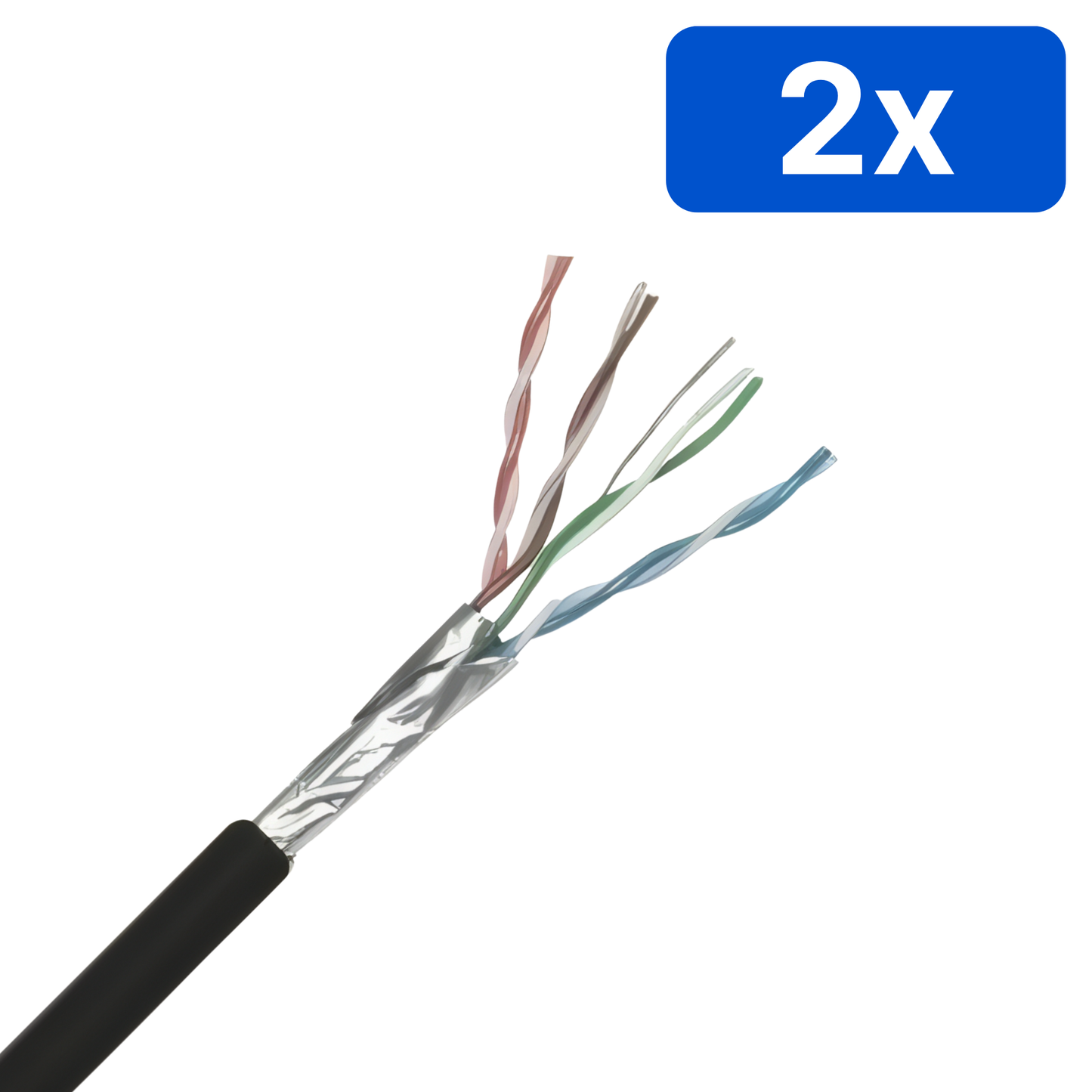 Cablu CAT6 FTP ecranat 0.5mm CUPRU SOLID rola 305m culoare neagra – Bax 2 bucăți