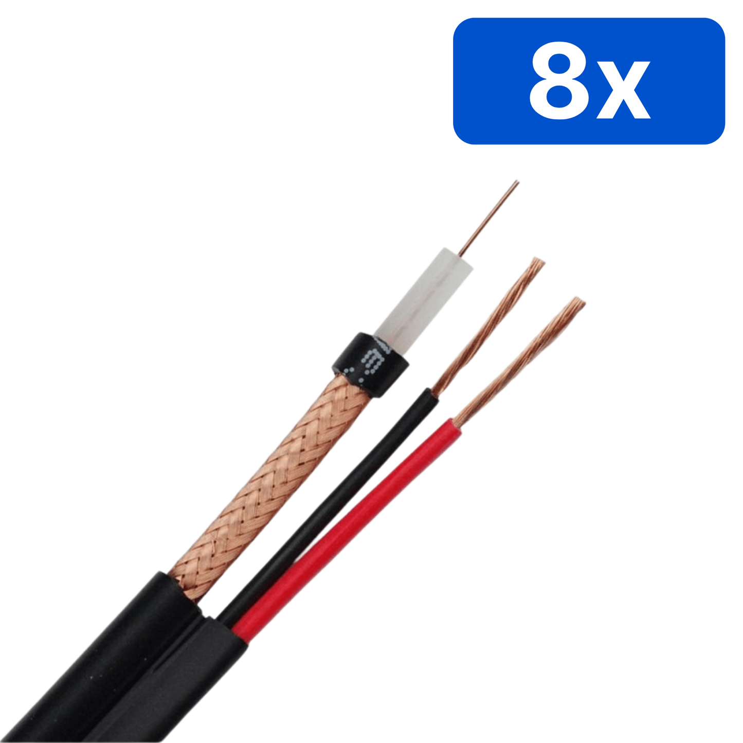 Cablu RG59 coaxial cu alimentare 2x0.75 mm rola 50 m – Bax 8 bucăți