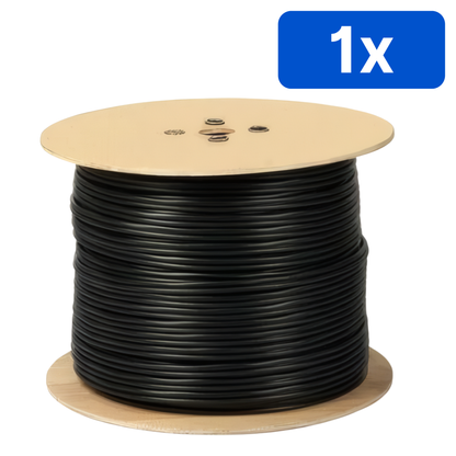 Cablu Coaxial RG59 Cupru 100% cu Alimentare 2×0.75mm, Tambur 305m, FPE, Ecranat Aluminiu, Izolație PVC – Bax 1 bucată