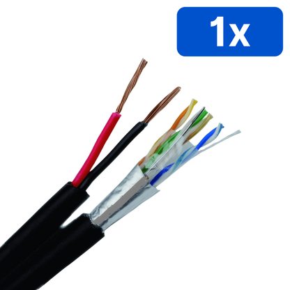 Cablu FTP Cat5E 100% cupru, cu alimentare 2×1 mm, tambur 305 m – Bax 1 bucăți