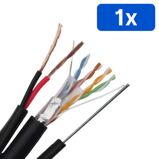 Cablu FTP Cat5E cu sufa și alimentare 2×1 mm, 305 m, negru – Bax 1 bucăți