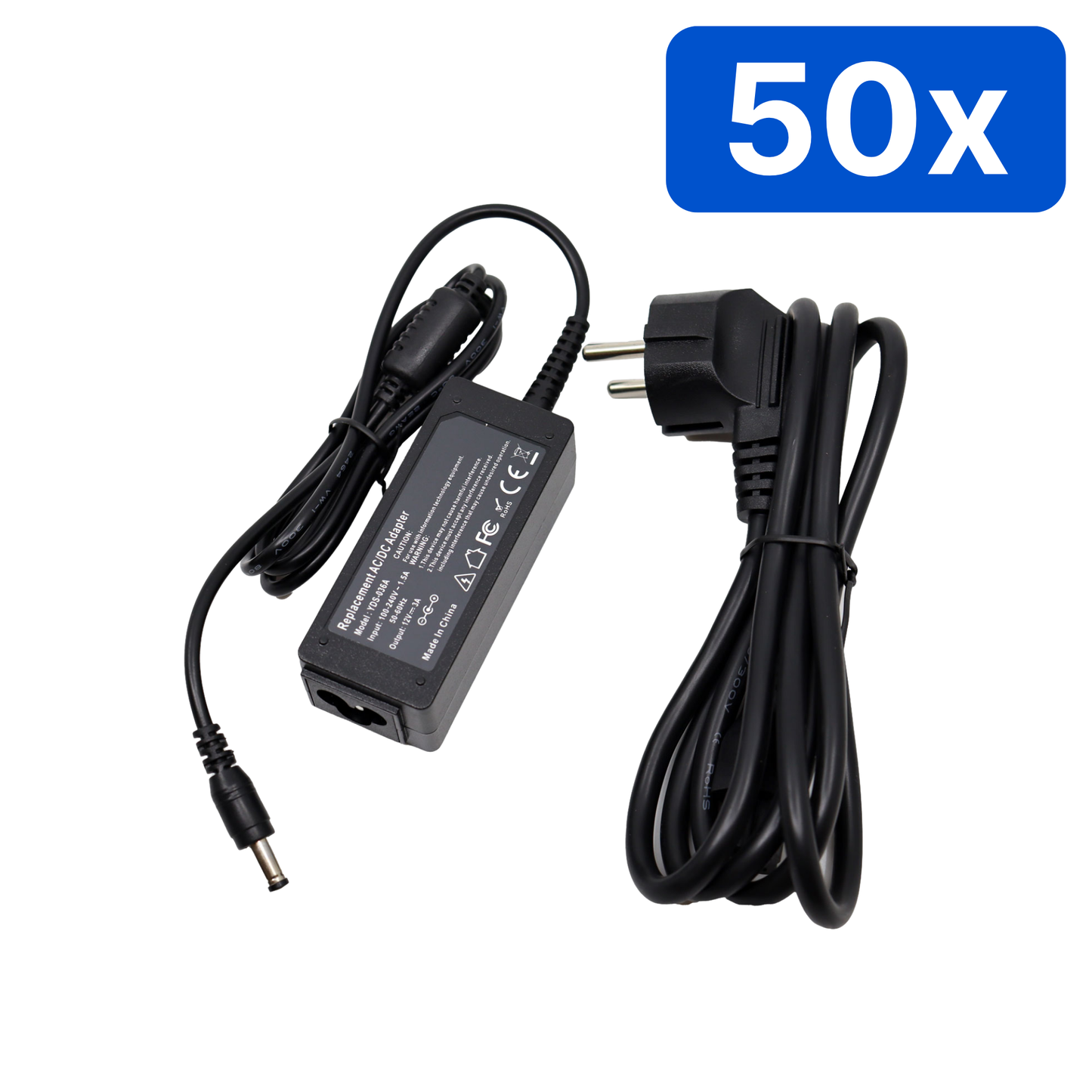 Sursă alimentare YDS 12V 3A cu fir, carcasă plastic, mufă 5.5×2.1 mm – Bax 50 bucăți